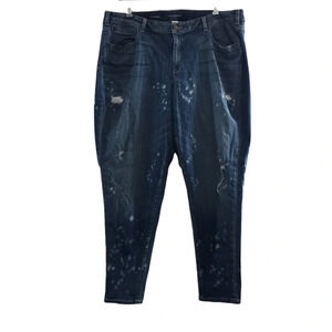 Lane Bryant Boyfriend Jeans Womens 22‎ Medium Bleach Splatter Cotton Distressed